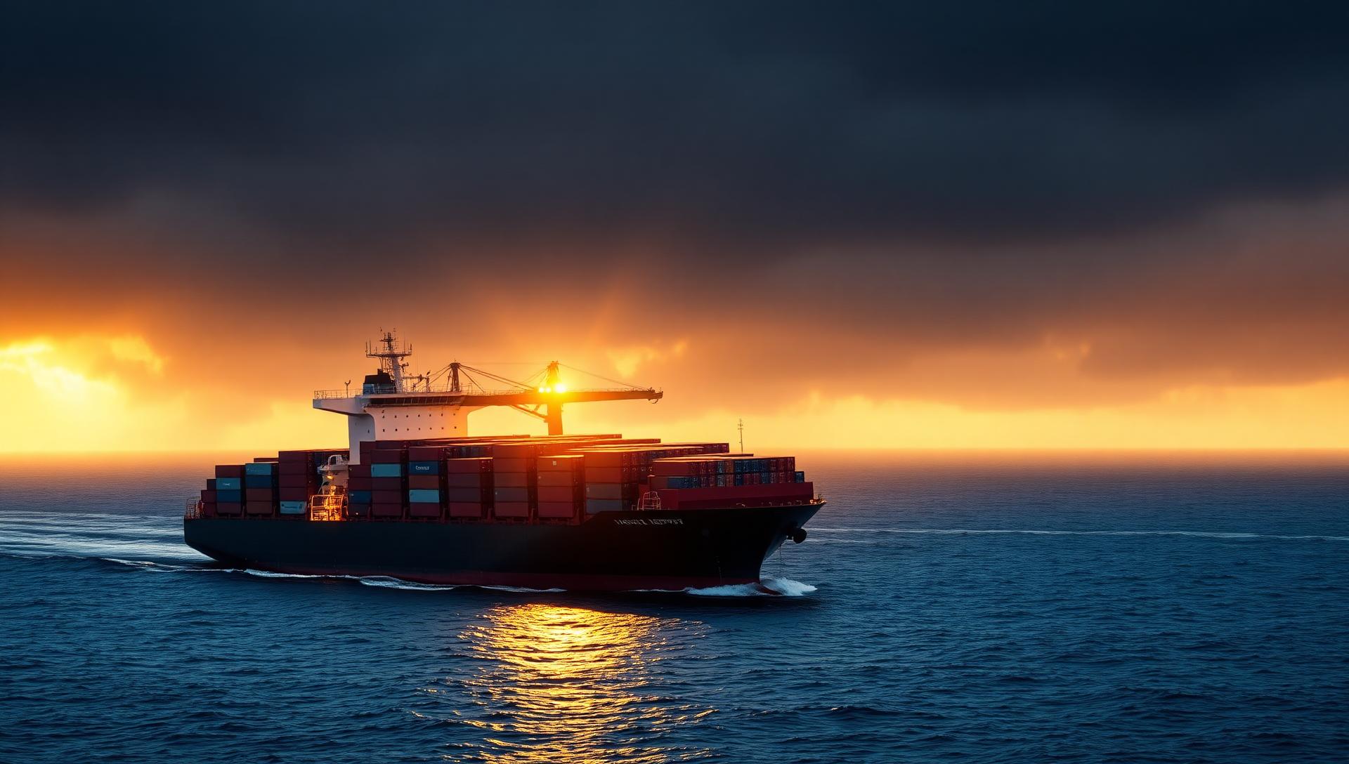 Cargo ship at sea